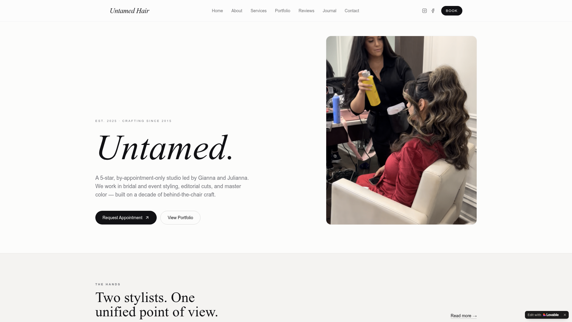 Untamed Hair website preview